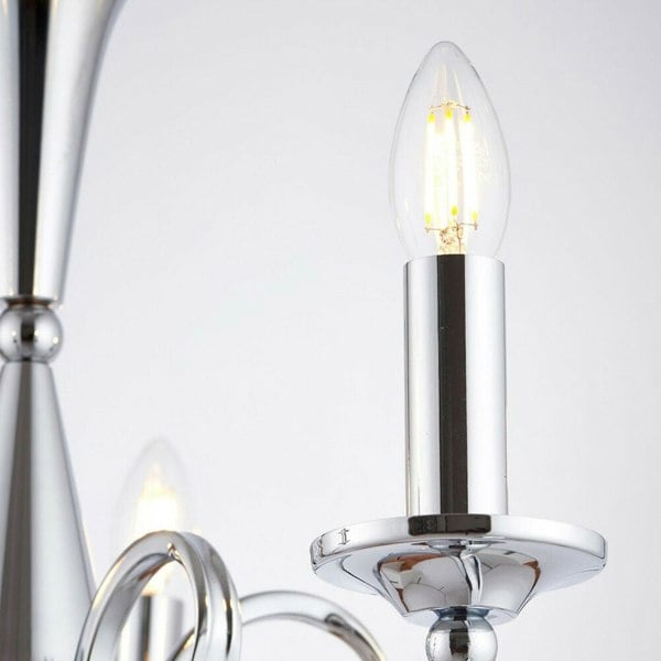 Hanging Flush Ceiling Pendant 5 Light CHROME Chandelier Classic Lamp Bulb Holder Loops