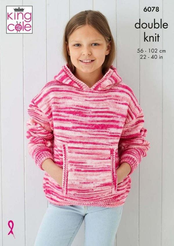 King Cole Camouflage DK Knitting Pattern 6078, Sweaters, Hoodies for Kids, Teenagers, Women, 22 - 40 Inches