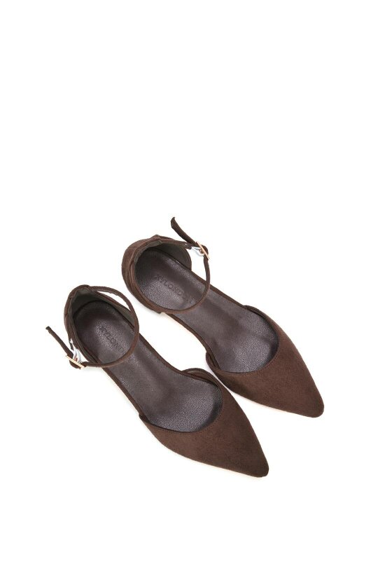 XY LONDON Low Heel Flat Pointed Toe Ankle Strap Court Shoes