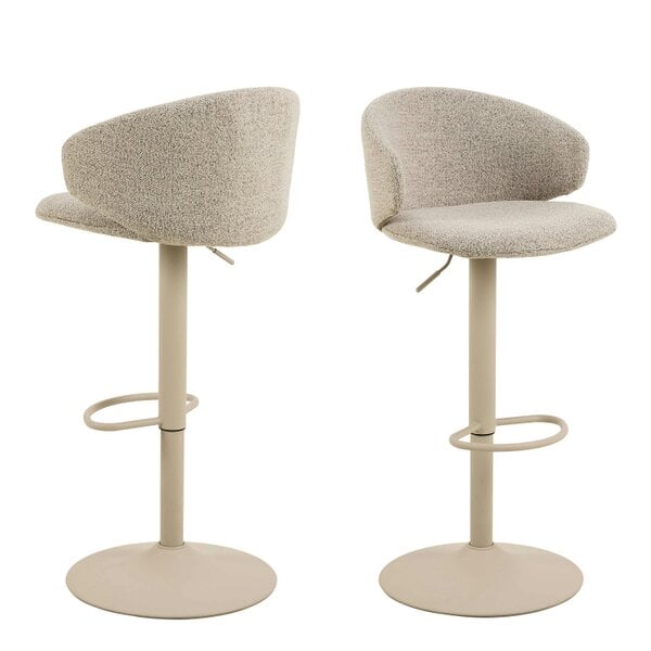 Wyld Haus Set of 2 Valley Beige Boucl? Fabric Swivel Bar Stools