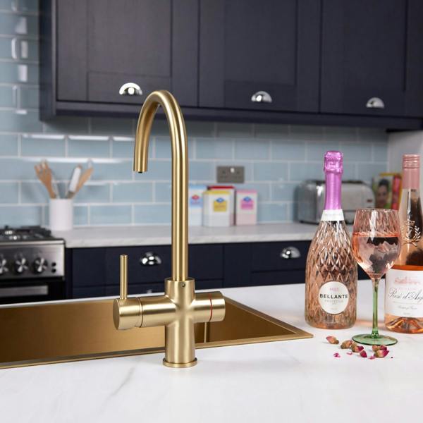Impromta 3 in 1 Biometric Swan Neck Boiling Water Tap | Brushed Brass Finish