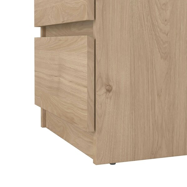 Wyld Haus Budapest Natural Oak Effect Wooden Bedside Table 3 Drawers