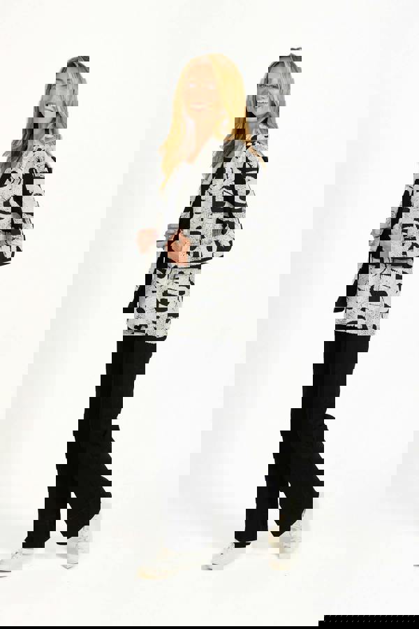 Mudflower Textured Bordered Top with Scarf