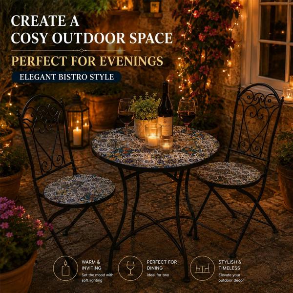 60cm Lisbon Mosaic Bistro Set image 9