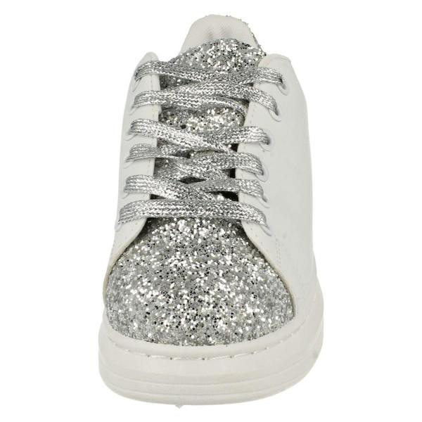 Spot On Ladies Spot On Lace Up Trainer Pump with Glitter