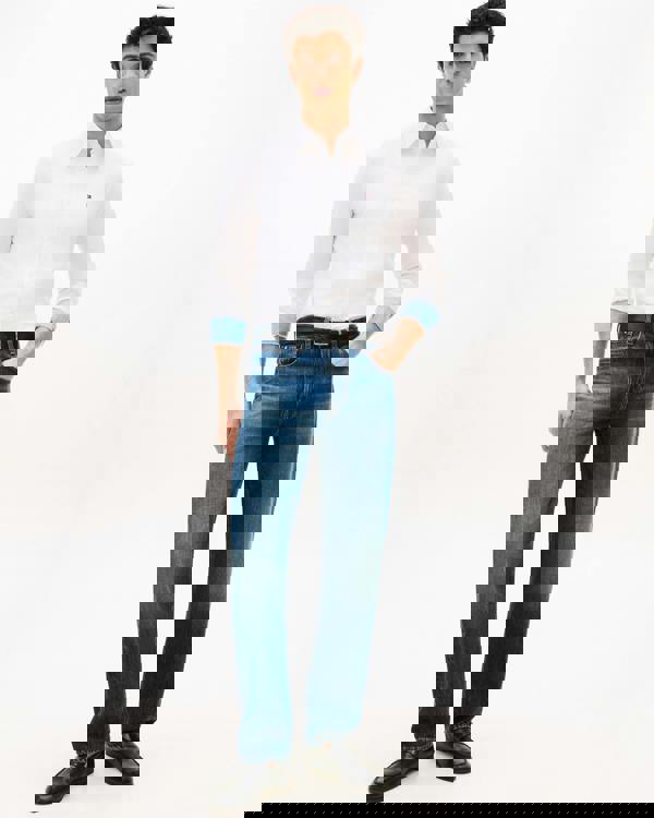 Tommy Hilfiger Linen Blend Solid Mens Long Sleeve Shirt - White