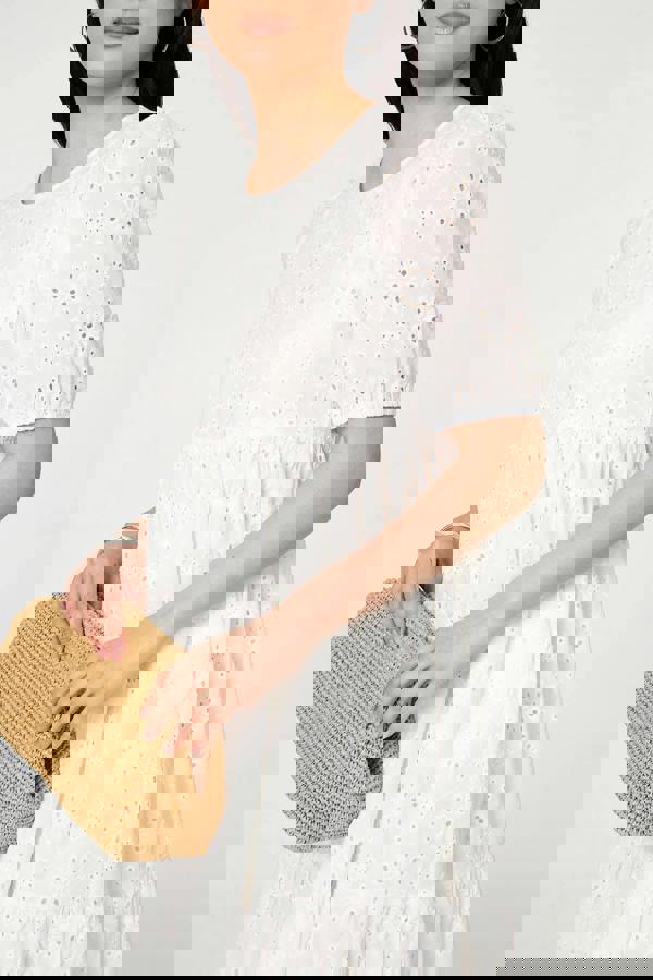 White | Broderie Anglaise Tiered Midi Dress