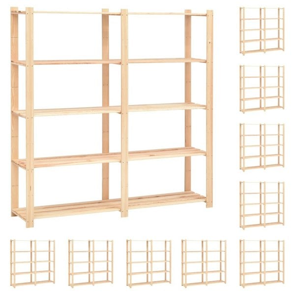 Berkfield 5-Tier Storage Racks 10 pcs 170x38x170 cm Solid Pinewood 500 kg