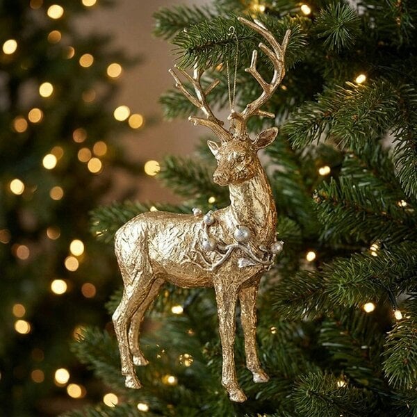 Garden Greatness Standing Gold Stag With Baubles