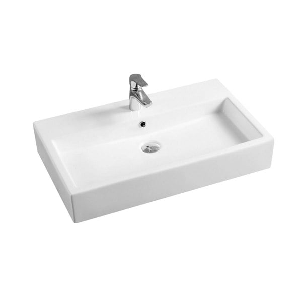 Limoge 7549 Ceramic 51cm Thick-Edge Inset Basin with Rectangular Full Bowl