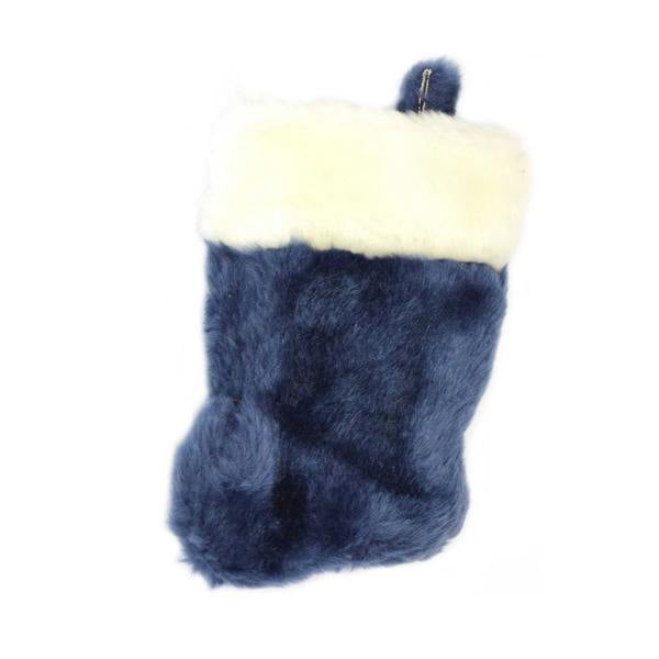 Small Blue Deluxe Velvet Christmas Stocking with Fur Trim for Decorative Festive Displays image 1