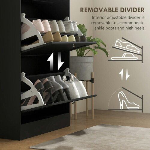 Wyld Haus Rani Wooden Black Compact 3 Drawer Shoe Cabinet