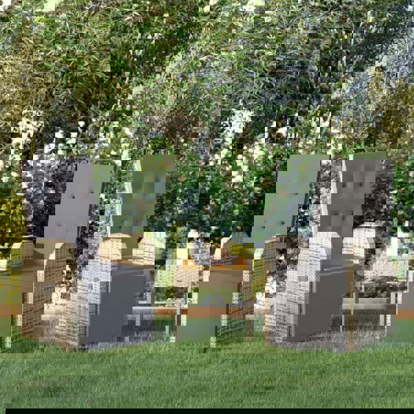 Berkfield Reclining Garden Chairs with Cushions 2 pcs Grey Poly Rattan