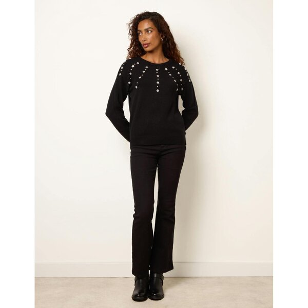 Blue Vanilla Diamante Round Neck Jumper