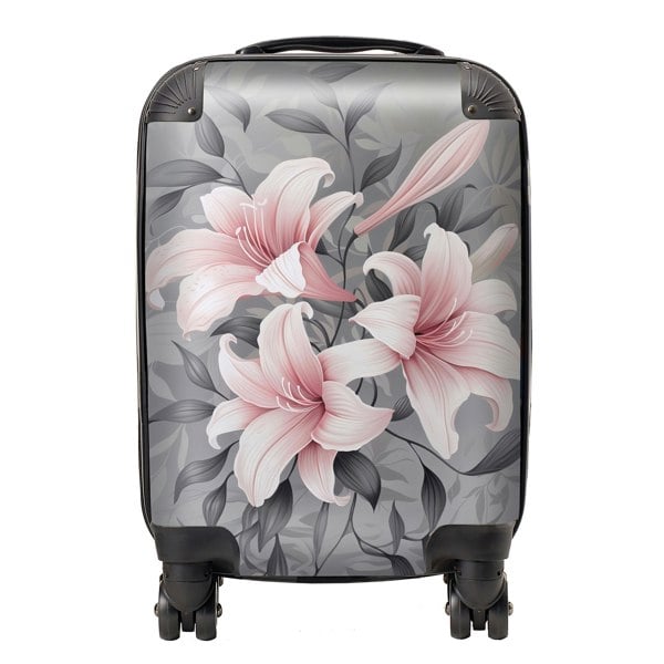 Warren Reed Pink Lilies On Grey Suitcase