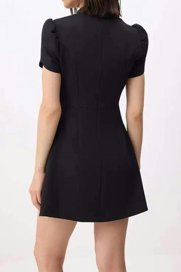 WOVCOR Balloon Sleeve Buttoned Mini Woven Dress