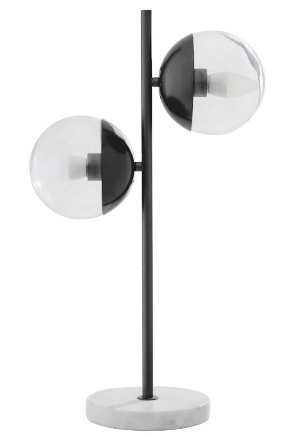 Revive Two Light Black Metal and Marble Table Lamp