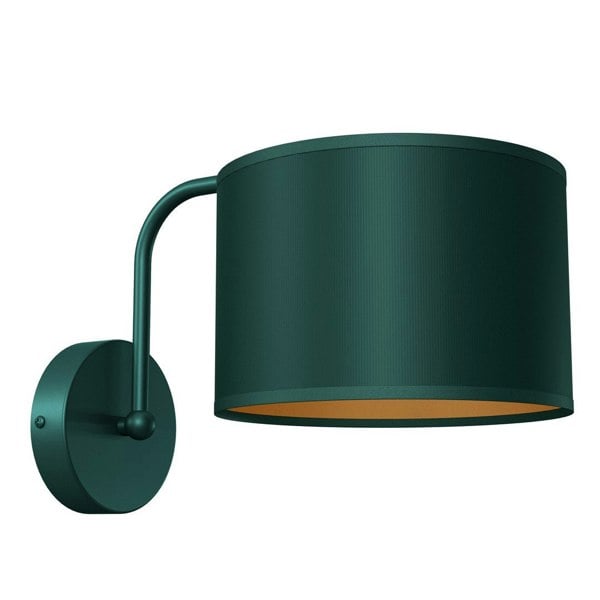 Milagro Verde Hand Made Scandi Style Wall Lamp In A Rich Green Finish With Gold Accents Holds 1xE27 LED Bulb