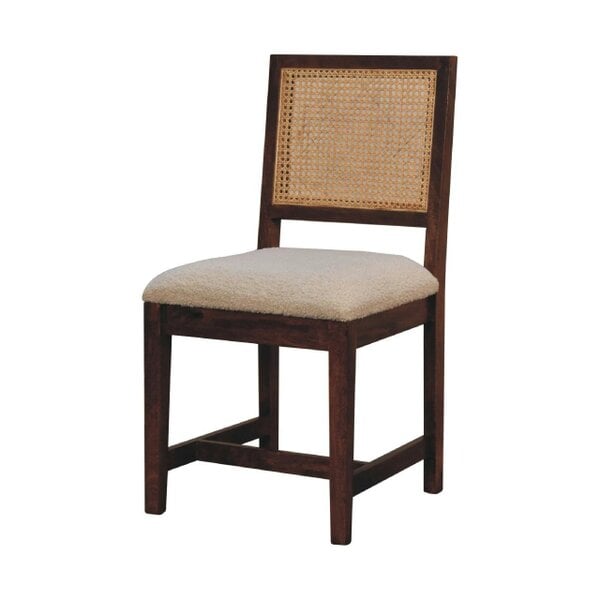 Wyld Haus Holualoa Cream Boucle and Mango Wood Rattan Chair