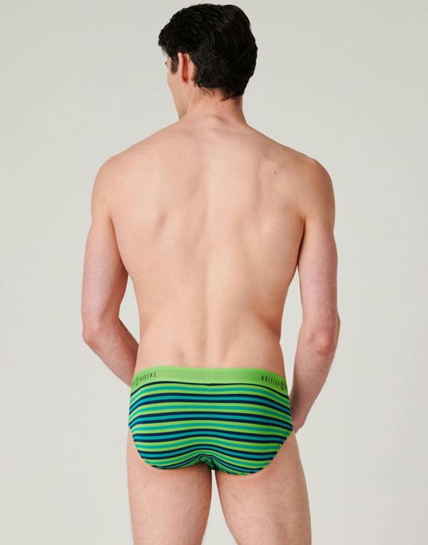 British Boxers Men's Bamboo Briefs - Kiwi Stripe