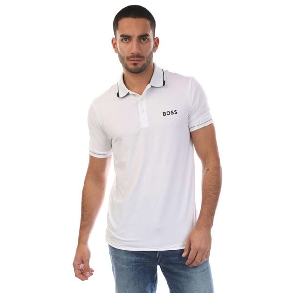 Boss Mens 4 Way Stretch Polo Shirt - Off White