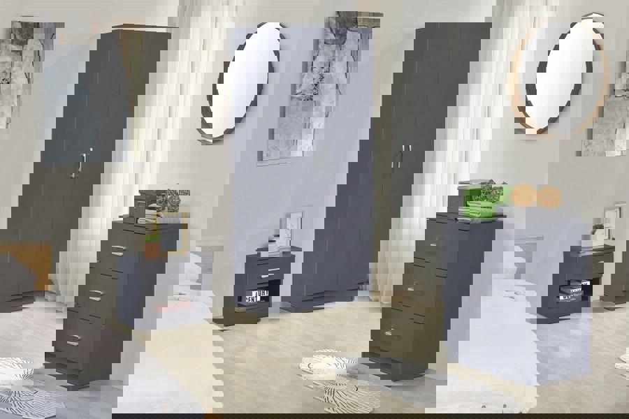 Swish Furniture Highbury 3 Piece Bedroom Set With 2 Door Double Wardrobe