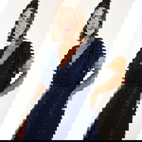 Blue Vanilla Curve Mesh Wrap Dress