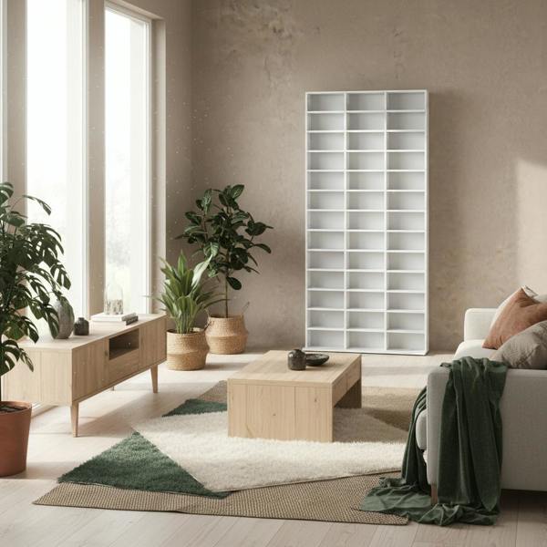 Wyld Haus Somole Tano Wooden Marble Effect Adjustable CD Storage Cabinet 102 x 195 cm