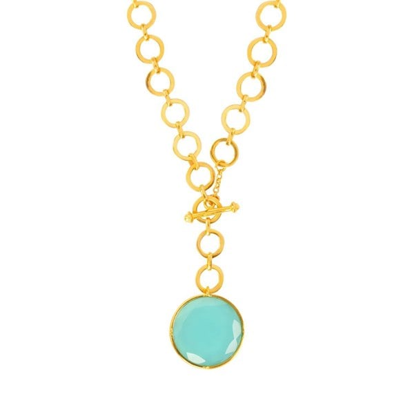 Lila Rasa London Blue Crystal Pendant With Loop Chain & T-Lock