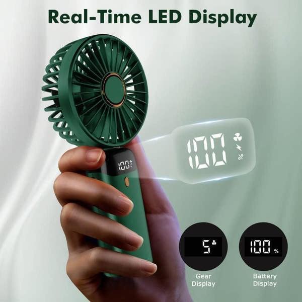 Dyzi 2-in-1 Portable Travel Mini Handheld Desk Table Fan USB-C Rechargeable Green