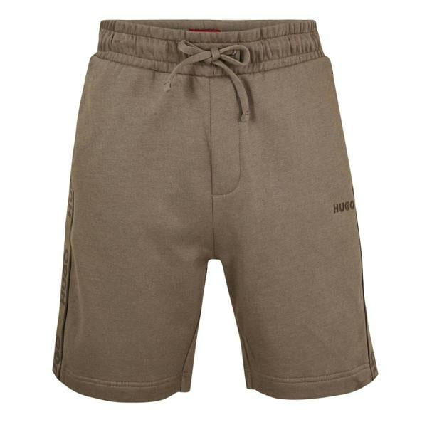 Hugo Boss Mens Cotton Blend Side Logo Sweat Shorts - Beige - 