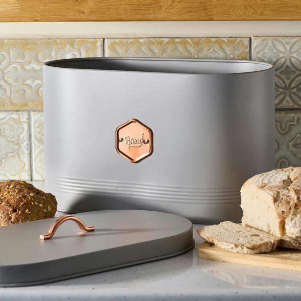 Cooks Professional Bread Bin | Grey / Copper