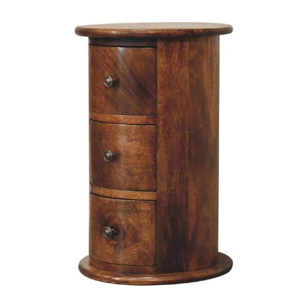 Wyld Haus Olbia Mini Chestnut Mango Wood Drum Chest 3 Drawers