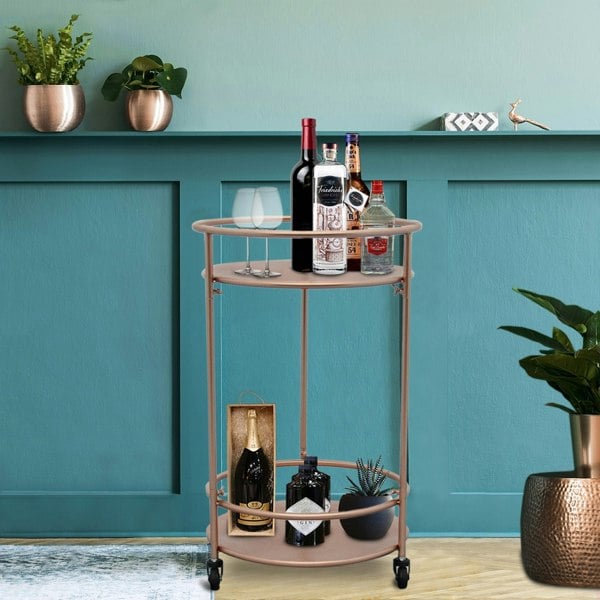 Monstershop Rose Gold Drinks Trolley Bar Cart - Small