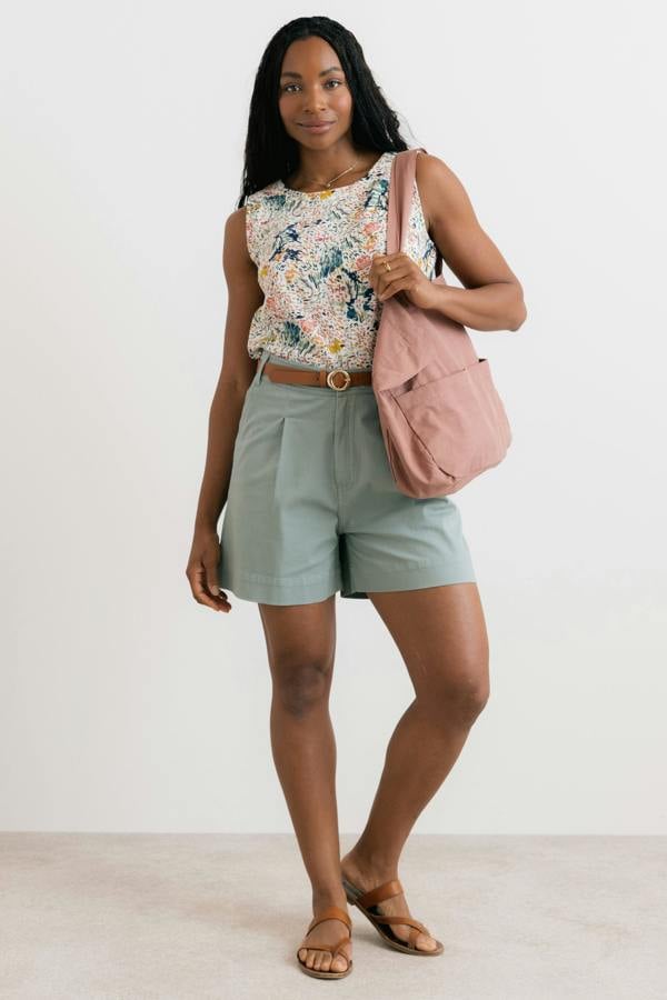 Lily & Me Merrick Stretch Twill Tailored Shorts Silver Sage