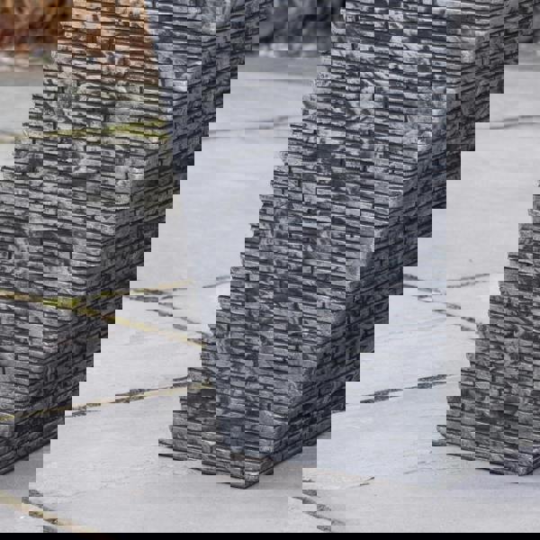 Samuel Alexander 30cm x 45cm Large Square Plastic Slate Effect Garden Planter in Dark Grey