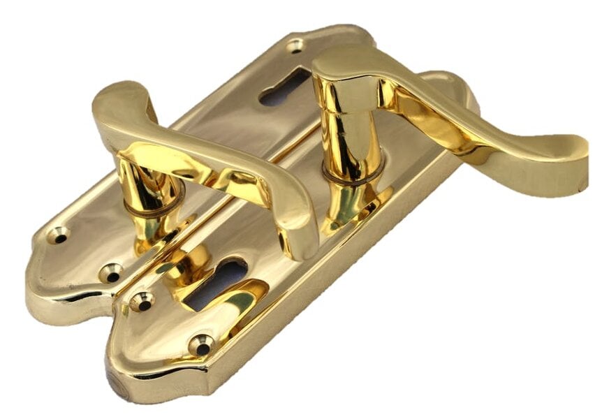 EDH Door Hardware Askworth Brass Plate Internal Lock Door Handles+ 3 Lever Mortice Sash Lock-170mm