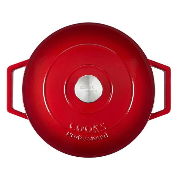 Cooks Professional 26cm Cast Iron Casserole | Graduated Red