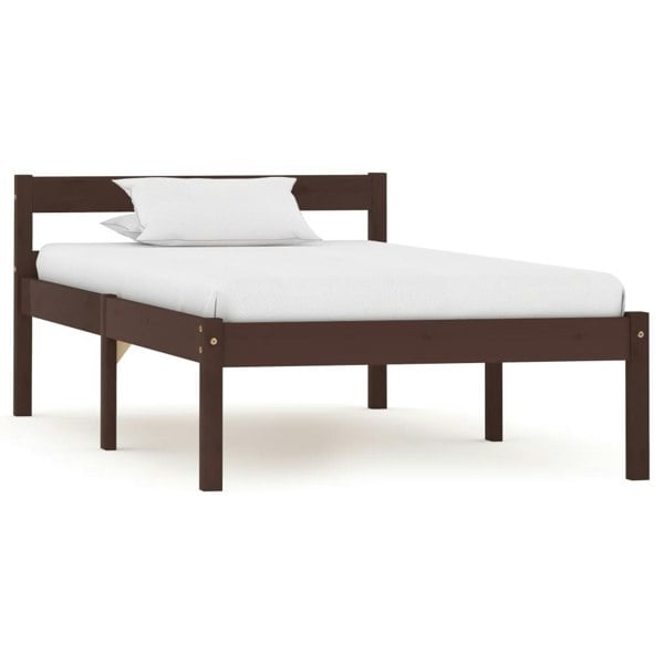 Berkfield Bed Frame Dark Brown Solid Pine Wood 90x200 cm