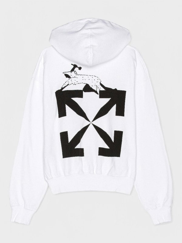 Off - White Oversized Fit World Catepilla Print Hoodie White - Supplied FashionOFF WHITE