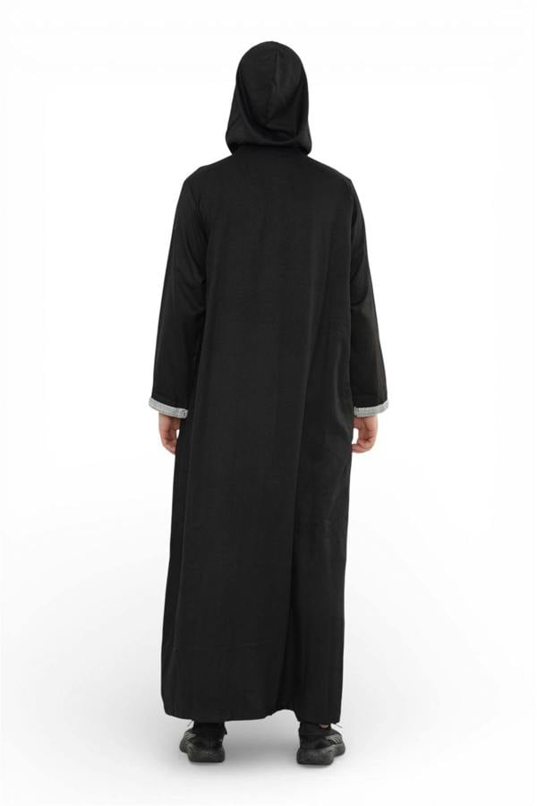 Infinity Leather Men's Hooded Moroccan Embroidery Djellaba Islamic Jubba Robe Eid Ramadan Thobe