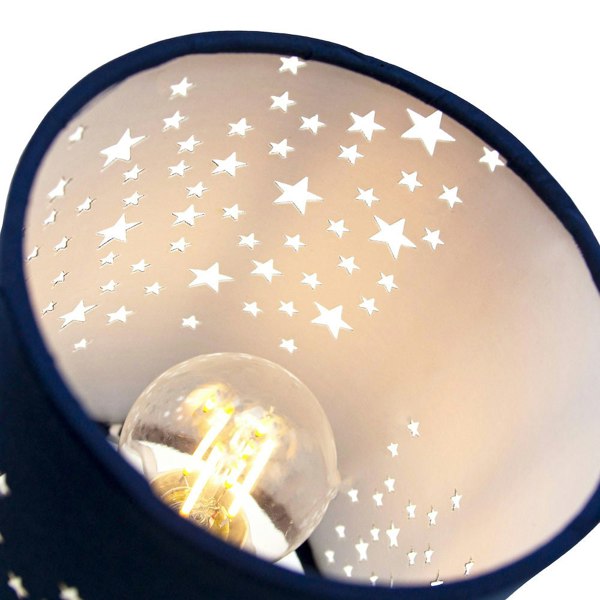 Beautiful Stars Decorated Children/Kids Midnight Blue Cotton Bedside Table Lamp Image 3