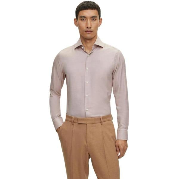 Boss Mens Plain Regular Long-Sleeved Shirt - Red - 