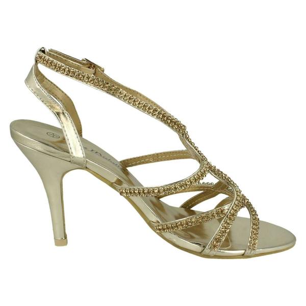 Anne Michelle Ladies Anne Michelle Heeled Ankle Strap Sandal Shoes