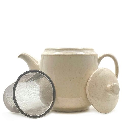 Scandi Home Frederiksberg 1L Ceramic Teapot with Stainless Steel Infuser, Cream Reactive Glaze