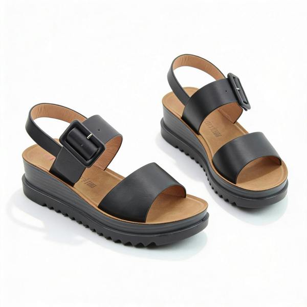 Heavenly Feet PISTACHIO Ankle Strap Sandals   in  Black