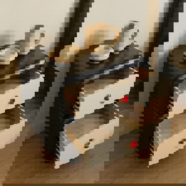 Alicia Wood Bedside Table, Cream-Rit Concept-Rit Concept