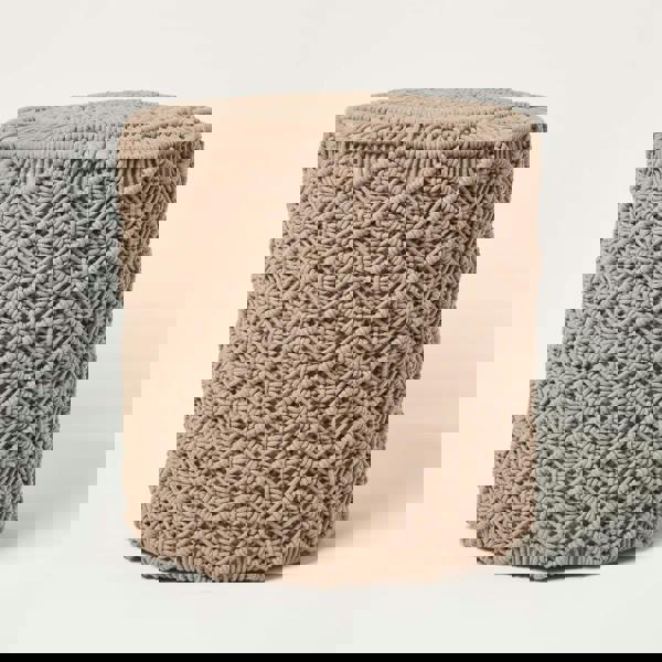 HOMESCAPES Delilah Brown Macrame Pouffe - 42 cm Tall