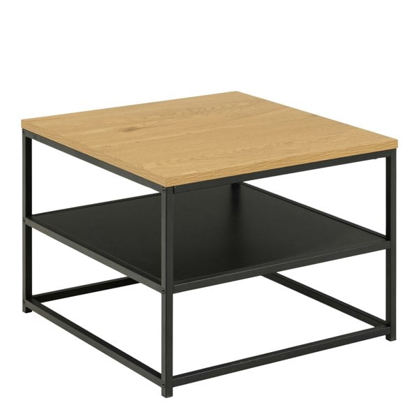 Furniture To Go Gila Square Coffee Table with Open Shelf in Oak & Black