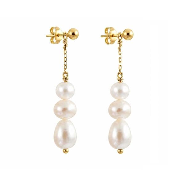 Gold Trip Timeless Three Pearl Drop Earrings